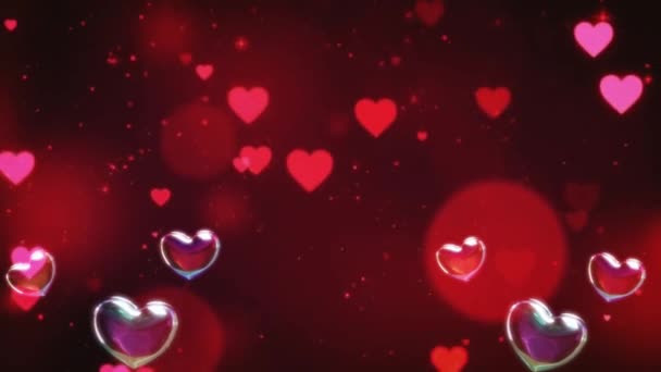 Beautiful Heart Love Colorful Background Animation Footage Romantic Colorful Flying — Stok Video