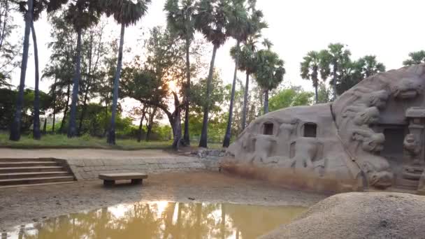 Tiger Cave Rock Temple Stock Footage Unesco Patrimonio Humanidad Antiguo — Vídeo de stock