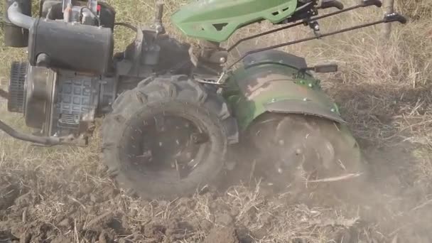 Chennai India February 11Th 2021 Mini Tractor Ploughing Soil Agriculture — Stock Video