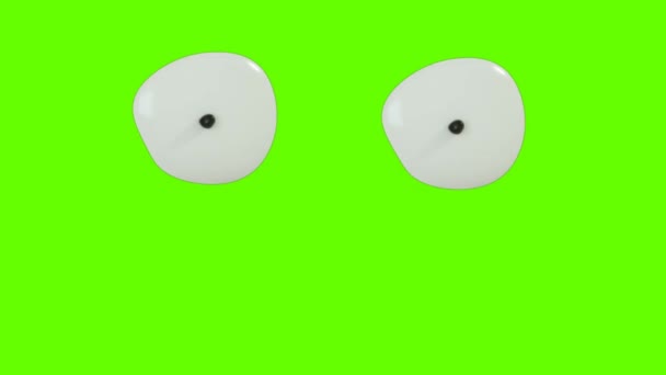 有趣的动画眼睛球反应 绿色屏幕衬垫背景下的卡通眼睛动画4K股票片段 — 图库视频影像
