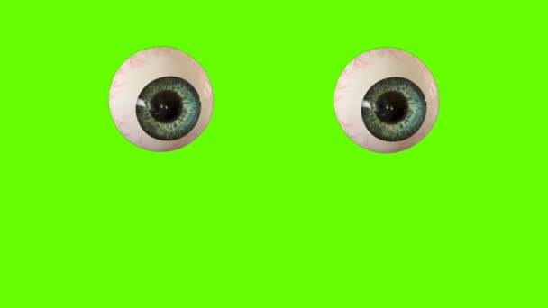 Vicces Animáció Szemgolyók Reakciók Cartoon Eyes Animation Green Screen Matte — Stock videók
