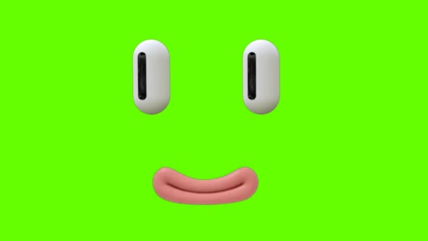有趣的卡通脸反应与眼睛和嘴的绿色屏幕背景 面部表情4K动画 不同的表情和情绪 3D动画 — 图库视频影像