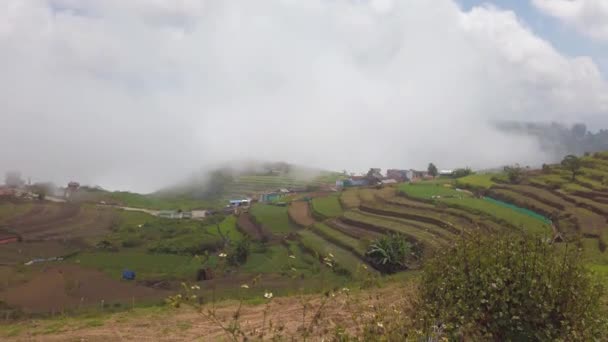 Kookal Village View Misty Clouds Stock Footage Inglês Linda Aldeia — Vídeo de Stock