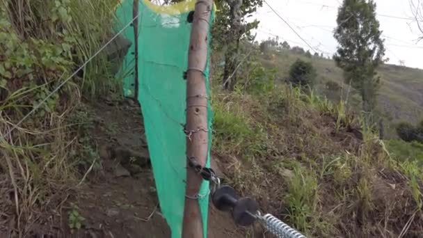 Fechar Portão Vedação Elétrica Protege Para Agricultura Terras Agrícolas Para — Vídeo de Stock