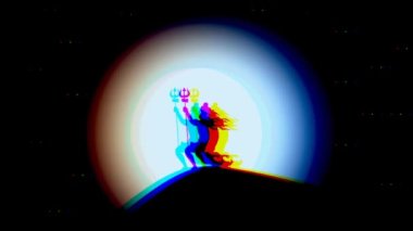 Kailash Dağı 'ndaki Lord Shiva silueti Ay ve Şimşek' in arka planında koyu siyah arka planda izole edilmiş. Maha Shivratri - Hindu festivali Lord Shiva 'yı kutladı