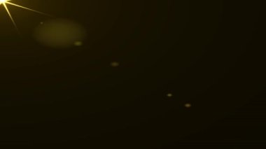 Siyah Arkaplan Animasyon Görüntüsü Üzerine İzole Edilmiş Optik Güneş Işığı Lens Fişeği Efekti. Mercek Fişeği Efektleri.