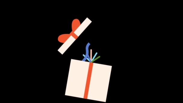 Verrassing Geschenkdoos Opening Animatie — Stockvideo