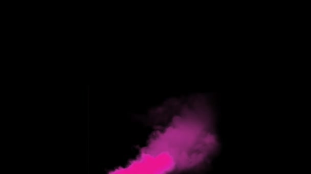 Pink Smoke Effect Blowing Zwarte Achtergrond Animatie — Stockvideo