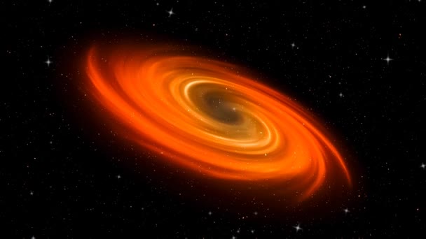 带有闪烁恒星的超大质量黑洞旋转回路 4K旋转黑洞 螺旋星系 深空探测 空间背景下的旋转黑洞4K抽象动画 — 图库视频影像