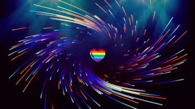 Renkli arka planda Güzel Kalp ve Aşk 3d Kusursuz 4K - Romantik renkli parıldayan kalpler. Romantizm, aşk, sevgililer günü ve doğum günü davetiyesi..