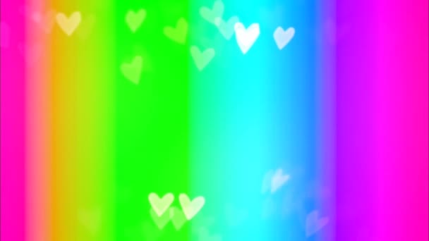 Красивое Сердце Любовь Красочном Фоне Бесшовные Кадры Романтический Красочный Блеск — стоковое видео