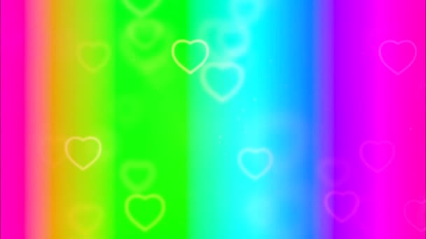 Beautiful Heart Love Colorful Background Seamless Footage Romantic Colorful Glitter — Stok Video