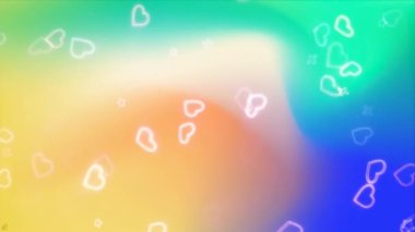 Renkli arka planda Güzel Kalp ve Aşk 3d Kusursuz 4K - Romantik renkli parıldayan kalpler. Romantizm, aşk, sevgililer günü ve doğum günü davetiyesi..