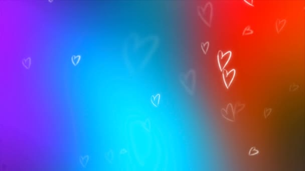 Hermoso Corazón Amor Sobre Fondo Colorido Imágenes Inconsútiles Romántico Colorido — Vídeos de Stock