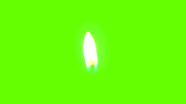 Свечной Огонь Пламя Зеленом Экране Матте Фон Фондовые Кадры — стоковое видео