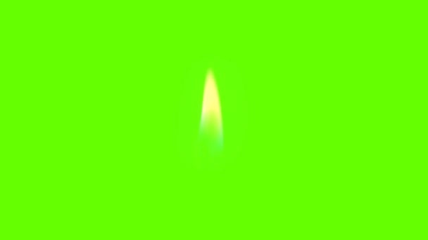 Flamme Feu Bougie Sur Fond Vert Mat Stock Footage — Video