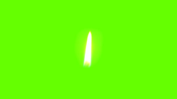 Fiamma Fuoco Della Candela Sullo Schermo Verde Sfondo Opaco Stock — Video Stock