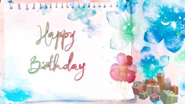 Happy Birthday Greeting Video Animation Isolated Background Abstract Seamless Happy — Stock Video