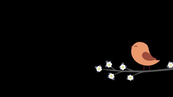 Милая Птица Поет Мультфильм Фондовые Кадры Прыжок Высоту — стоковое видео