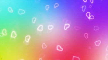 Sevgililer Günü 4K Animasyonu. Güzel Kalp ve Aşk arka planı 3D kusursuz sahne. Romantik renkli parıldayan kalpler. Romantizm, aşk, evlilik, sevgililer günü için animasyon geçmişi.