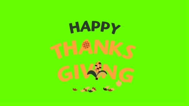 Thanksgiving Day Text Animation Grön Skärm — Stockvideo