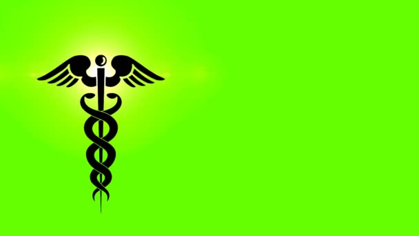 Icono Símbolo Caduceo Médico Fondo Pantalla Verde Con Espacio Para — Vídeo de stock