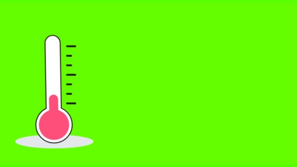 Температура Термометра Підвищення Зменшення Анімації Stocktage Анімація Піктограми Термометра Зеленому — стокове відео