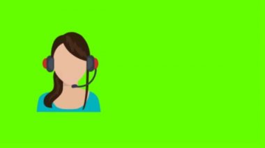 Yeşil Ekran Arkaplan 4K Stok Görüntülerinde Kulaklık Giyen Kadın Müşteri Hizmetleri Desteği.