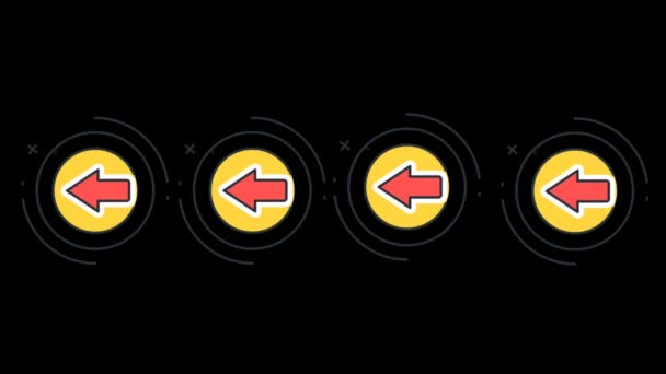 Dirección Flecha Símbolo Apuntando Sobre Fondo Negro Animación Stock Filmación — Vídeos de Stock