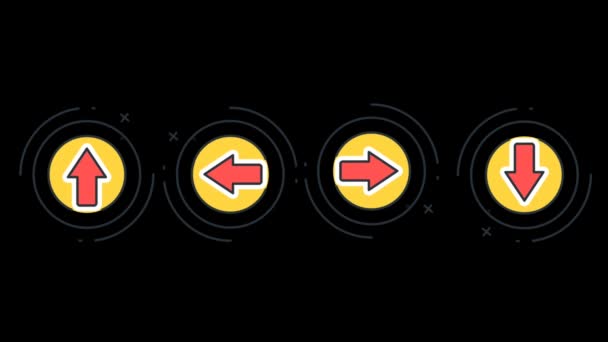 Riktning Pil Symbol Peka Svart Bakgrund Animation Stockfilm — Stockvideo