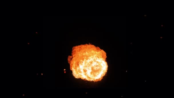 Fire Ball Moving Animation Black Background Loop Fire Center Screen — Stock Video