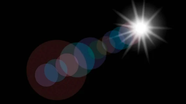 Optisch Zonlicht Lens Flare Effect Geïsoleerd Zwarte Achtergrond Lens Opvlammingseffecten — Stockfoto