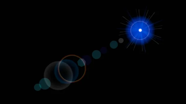 Optisk Solar Light Lins Flare Effect Isolerad Svart Bakgrund Linsbländning — Stockfoto
