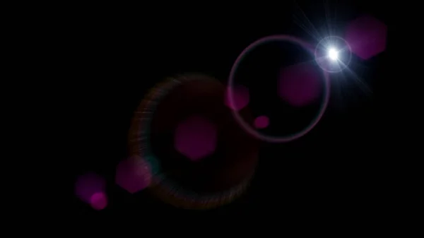 Optical Solar Light Lens Flare Effect Isolated Black Background Lens — Stock Photo, Image