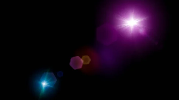Optisk Solar Light Lins Flare Effect Isolerad Svart Bakgrund Linsbländning — Stockfoto