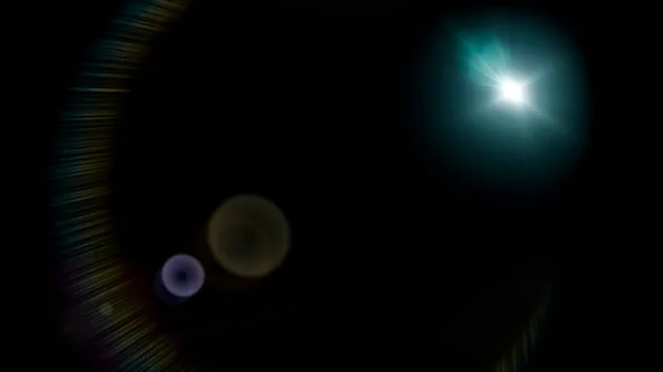 Оптический Солнечный Световой Объектив Flare Effect Изолированы Черном Фоне Эффекты — стоковое фото
