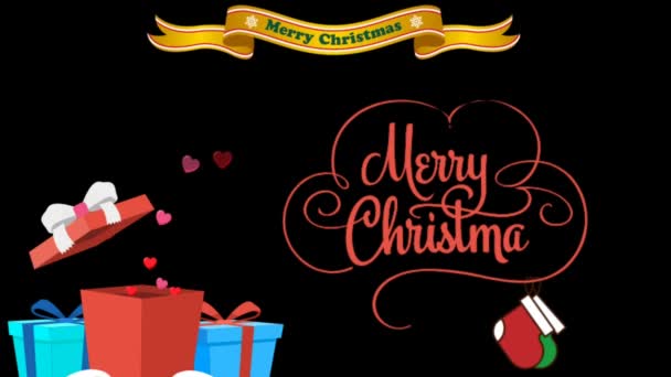 Merry Christmas Abstract Animation Background Happy Christmas Text Gifts Background — Stock Video