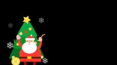 Noel ve Yeni Yıl için Şirin Noel Baba Animasyonu 4K arka planını selamlıyor.