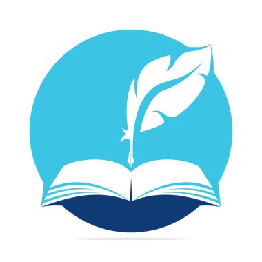 Yargı Kalemi Açık Kitap Üzerine Yazıyor. Karar Sertifikası ya da Polis Belge Vektörü. Eğitim Kitabı Kalem Şablonu Tasarımı.