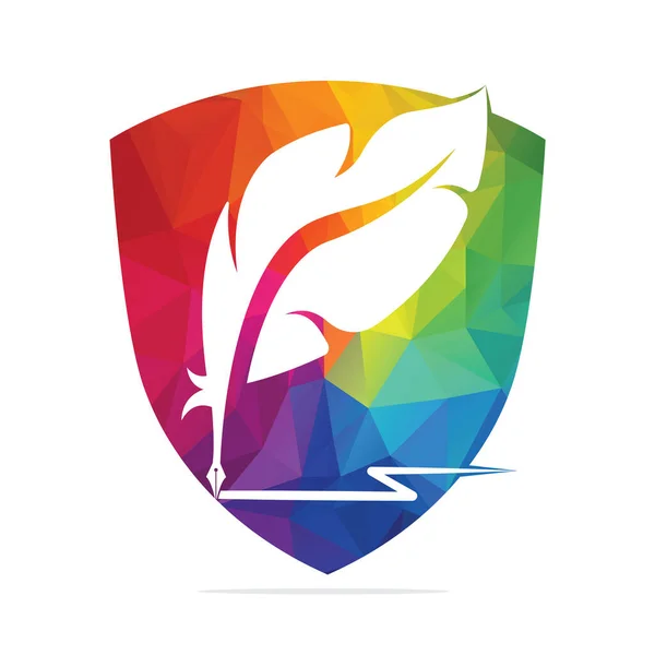 Защитный Векторный Дизайн Логотипа Pen Дизайн Значка Цветом Идентичности Бизнеса — стоковый вектор