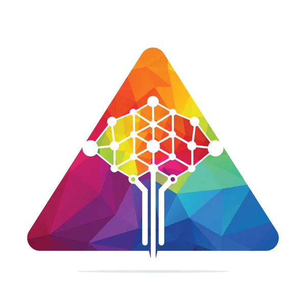 Dijital Üçgen Ağaç Logosu Tasarımları Eğitim Teknoloji Şirketlerinin Logosu — Stok Vektör