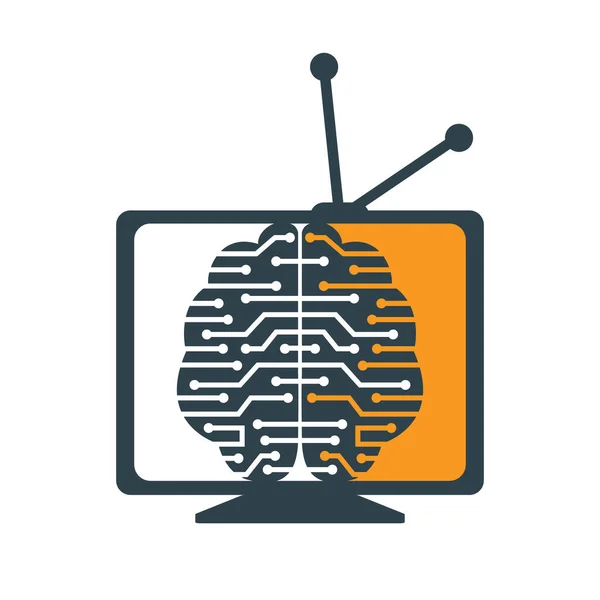 Beyin Televizyonu bağlantı logosu tasarımı. dijital beyin TV vektör logo şablonu.