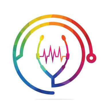 Stetoskop tıbbi hastane logosu tasarımı. Sağlık hizmeti sembolü. Tıbbi vektör logosu tasarımı.