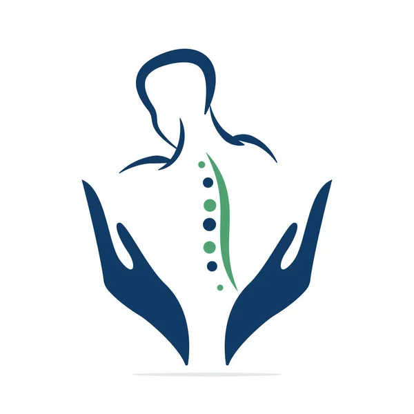 Chiropractic Logo Design Vector Illusztráció Gondoskodó Emberi Gerinc Fájdalom Logó — Stock Vector