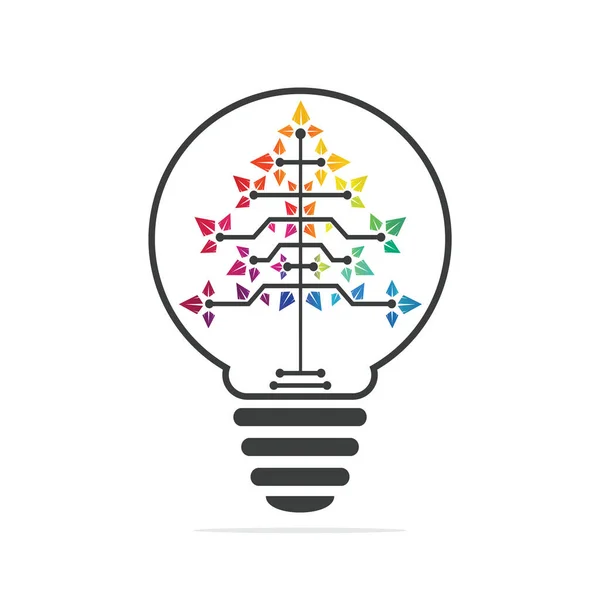 Bulb Lamp Digital Christmas Tree Logo Technical Triangle Tree Vector — Stock Vector