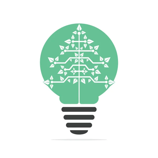 Bulb Lamp Digital Christmas Tree Logo Technical Triangle Tree Vector — Stock Vector