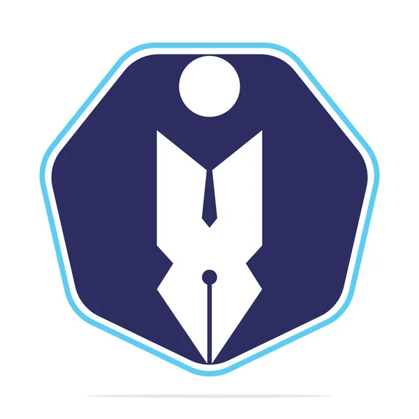 Kreatywny Nowoczesny Długopis Szablonem Logo Ludzkiego Znaku Charakter Ludzki Logo — Wektor stockowy