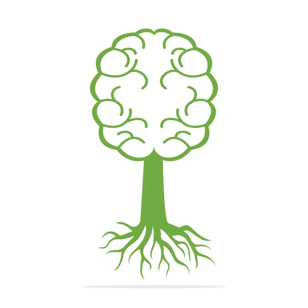 Дизайн Концепції Коренів Дерева Мозку Дерево Росте Формі Людського Мозку — стоковий вектор