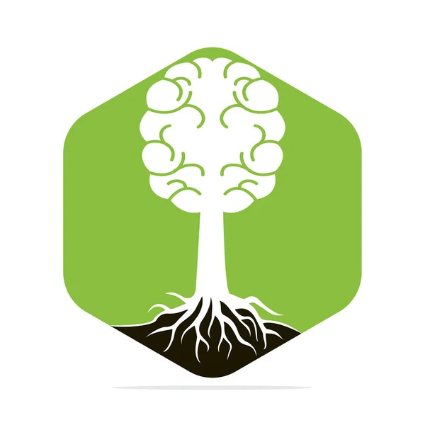 Brain Tree Roots Concept Design Tree Growing Shape Human Brain — Stock Vector