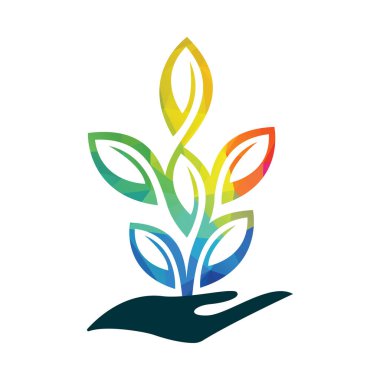 Elle Vektör Logosu Tasarımı. Doğal Ürünler Logosu. Kozmetik ikonu. Spa logosu.